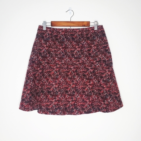 NWT Ann Taylor Wool Blend Multicolor Flounce Hem A-line Mini Skirt Size 6 - Picture 3 of 7